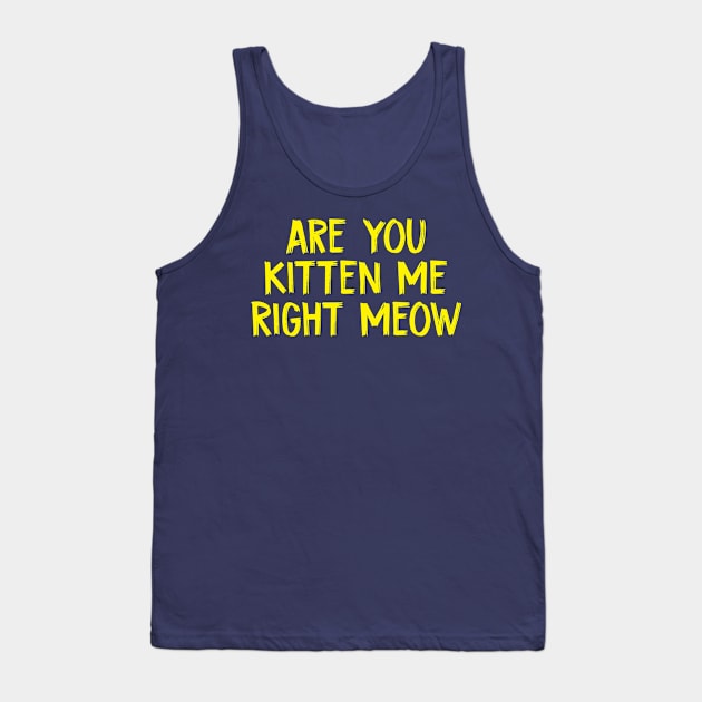 Are You Kitten Me Right Meow Funny Cat Jokes Tank Top by TIHONA